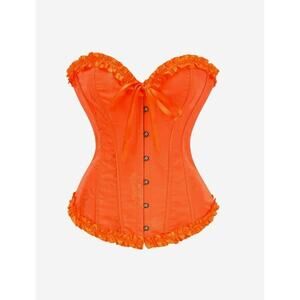 Jacquard Ruffled Trim Boned Sexy Overbust Top Corset Mujer Slimming Corsets